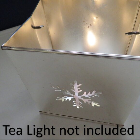 Heavy Metal Snowflake Luminary Votive w Mirror Finish Thick Metal - Picture 2 of 16